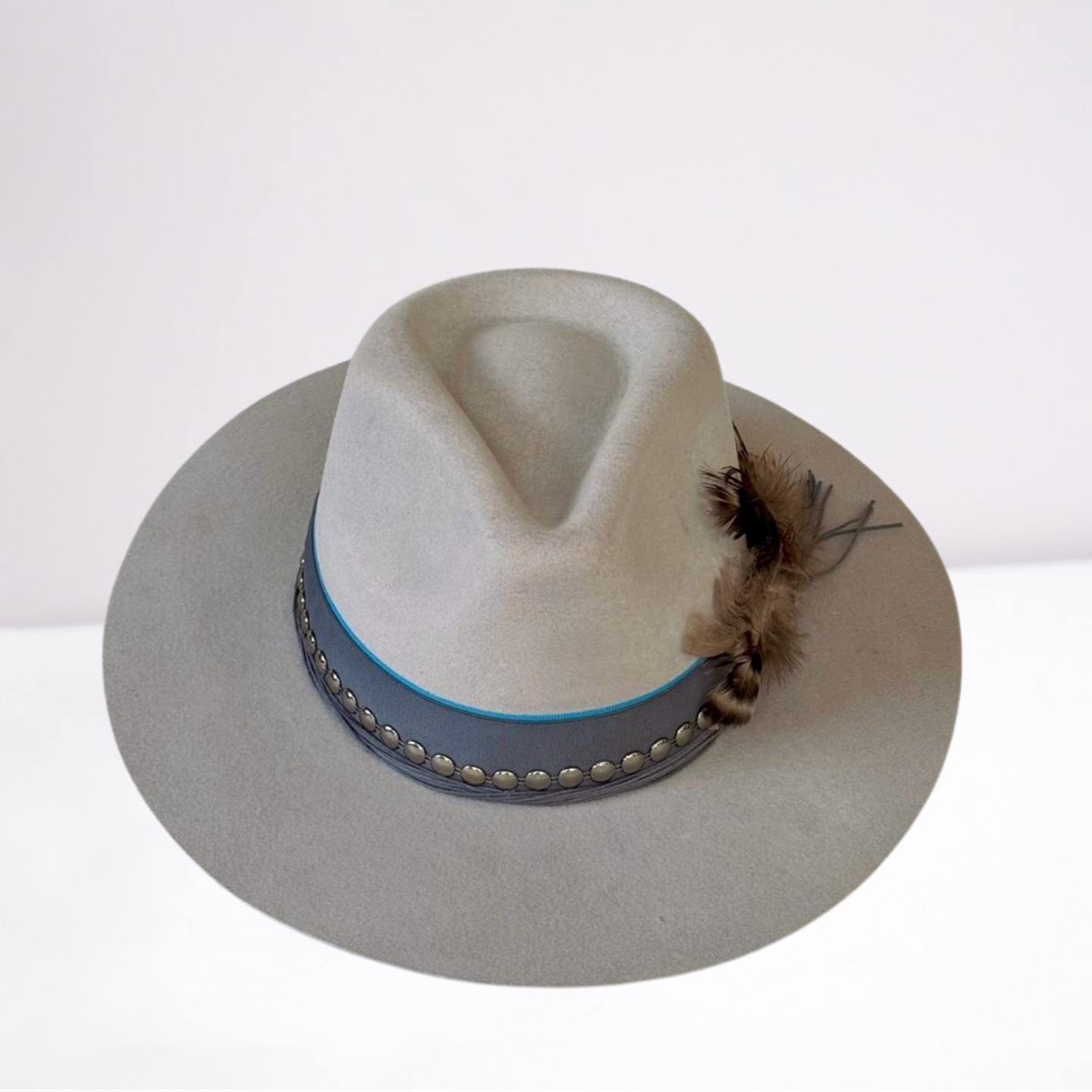 Blue Ribbon Band Silver Studs Rancher Hat